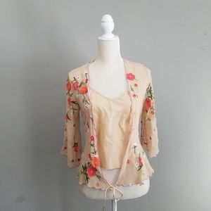 Anthropologie | Odille Silk Embroidered Top